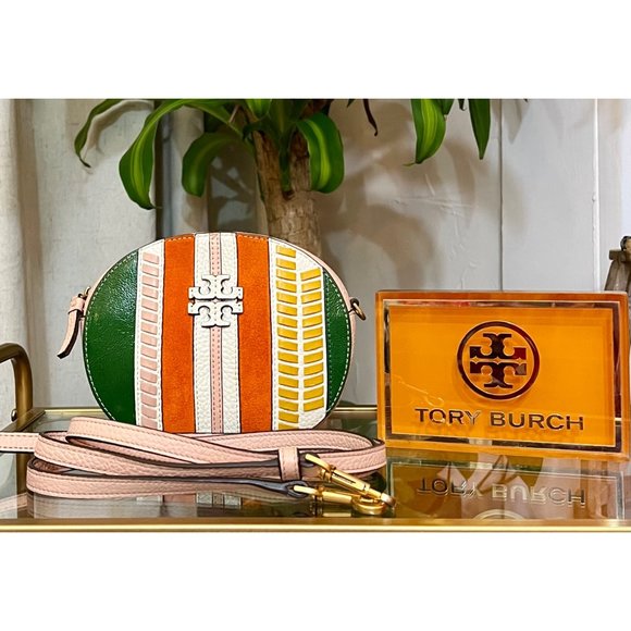 ♦️♦️ AUTHENTIC TORY BURCH MCGRAW STRIPED CAMERA BAG ♦️♦️ - Picture 2 of 13
